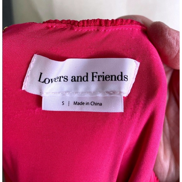 Lovers + Friends Hot Pink Crinkle Halter Cutout Ring Midi Dress Size S - Picture 5 of 11